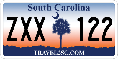 SC license plate ZXX122