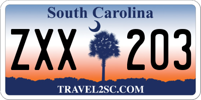 SC license plate ZXX203