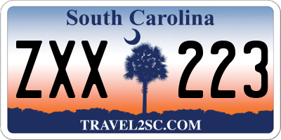 SC license plate ZXX223