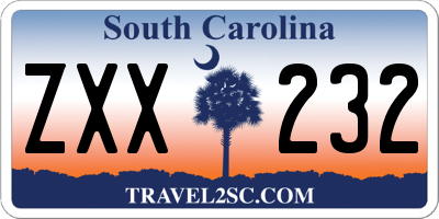 SC license plate ZXX232