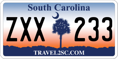 SC license plate ZXX233