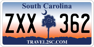SC license plate ZXX362