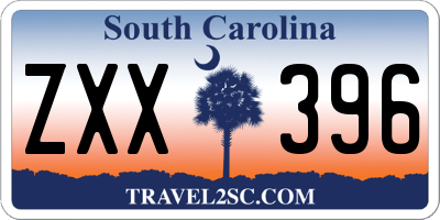 SC license plate ZXX396