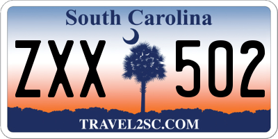 SC license plate ZXX502