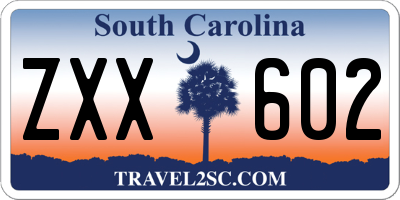 SC license plate ZXX602