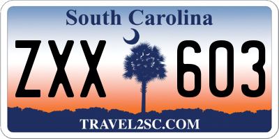 SC license plate ZXX603