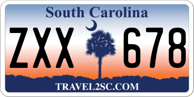 SC license plate ZXX678