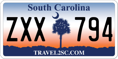 SC license plate ZXX794