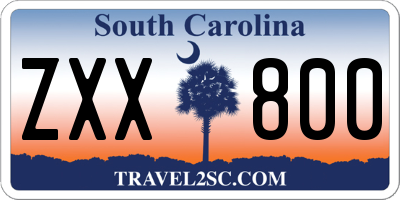 SC license plate ZXX800