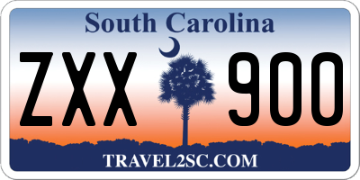 SC license plate ZXX900