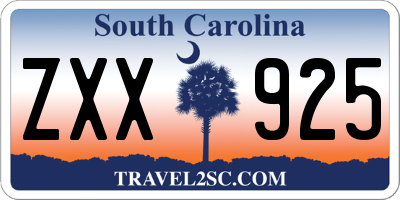 SC license plate ZXX925