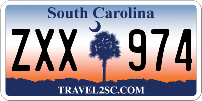 SC license plate ZXX974