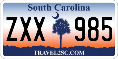 SC license plate ZXX985