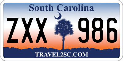 SC license plate ZXX986