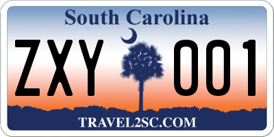 SC license plate ZXY001