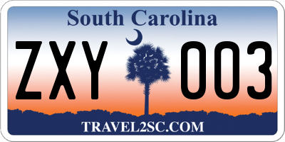 SC license plate ZXY003
