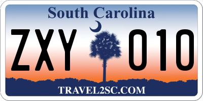 SC license plate ZXY010