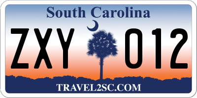 SC license plate ZXY012