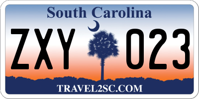 SC license plate ZXY023