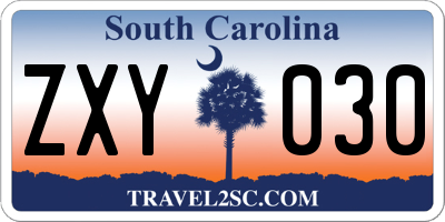 SC license plate ZXY030