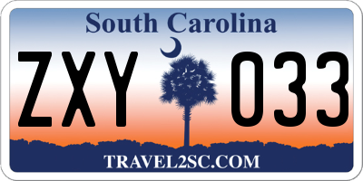 SC license plate ZXY033