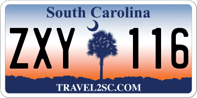 SC license plate ZXY116