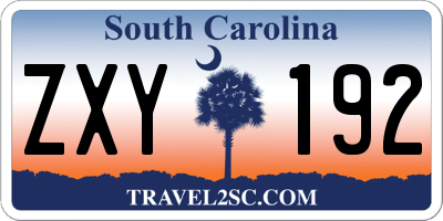 SC license plate ZXY192