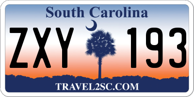 SC license plate ZXY193