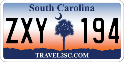 SC license plate ZXY194