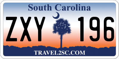 SC license plate ZXY196