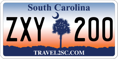 SC license plate ZXY200