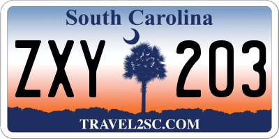 SC license plate ZXY203
