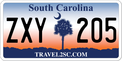 SC license plate ZXY205