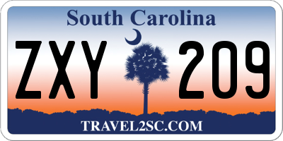 SC license plate ZXY209