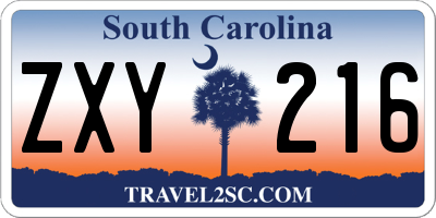 SC license plate ZXY216