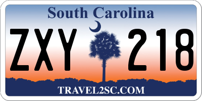 SC license plate ZXY218