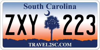 SC license plate ZXY223