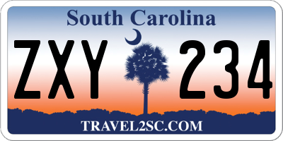 SC license plate ZXY234