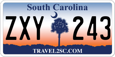 SC license plate ZXY243