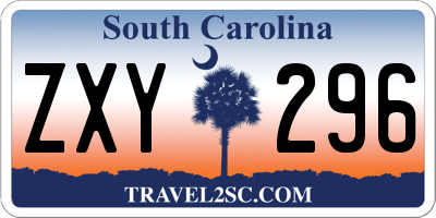 SC license plate ZXY296