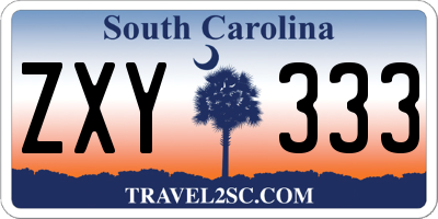 SC license plate ZXY333