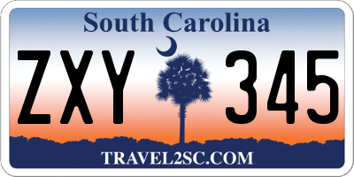 SC license plate ZXY345