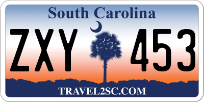 SC license plate ZXY453