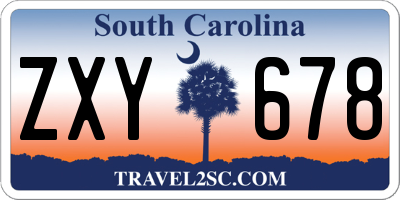 SC license plate ZXY678
