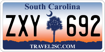 SC license plate ZXY692