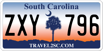 SC license plate ZXY796