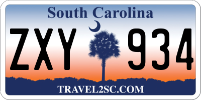 SC license plate ZXY934