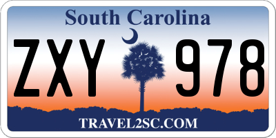 SC license plate ZXY978