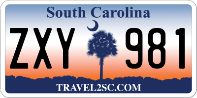 SC license plate ZXY981