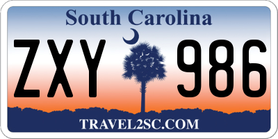 SC license plate ZXY986